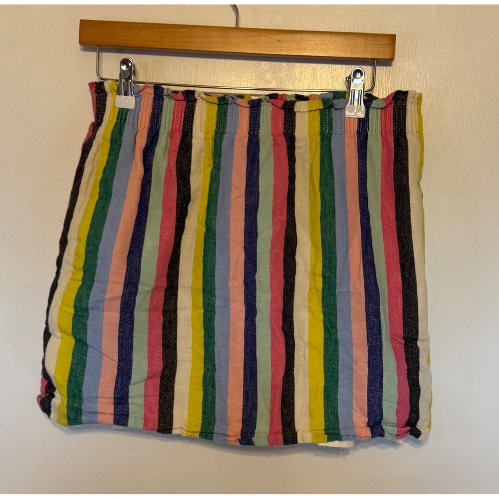 J.Crew Womens Multi Color Striped Paperbag Waist Mini Skirt Pockets (Size: 8)